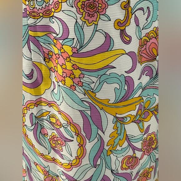 Trina Turk $328 floral arboretum pastel orange purple mini dress sz 4 cotton - Picture 8 of 11